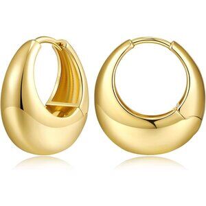 ⚡18K Gold Chunky Hoop Earrings Lightweight Hypoallergenic No Fade Jewelry Women